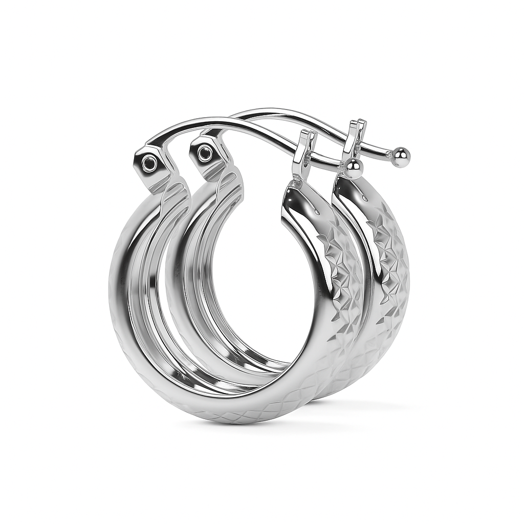 Arete Arracada Diamantada De Plata Ley 925 Tipo Bangle Estilo Panal