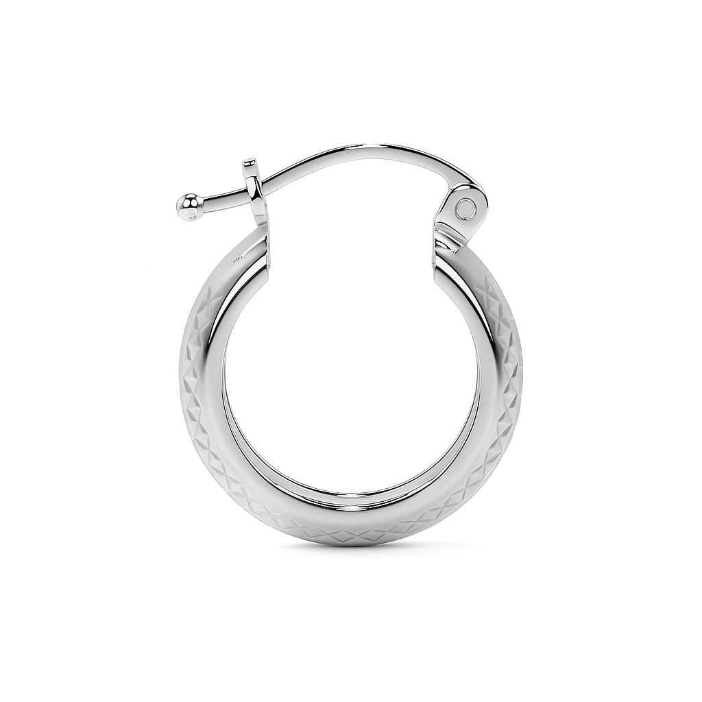 Arete Arracada Diamantada De Plata Ley 925 Tipo Bangle Estilo Panal