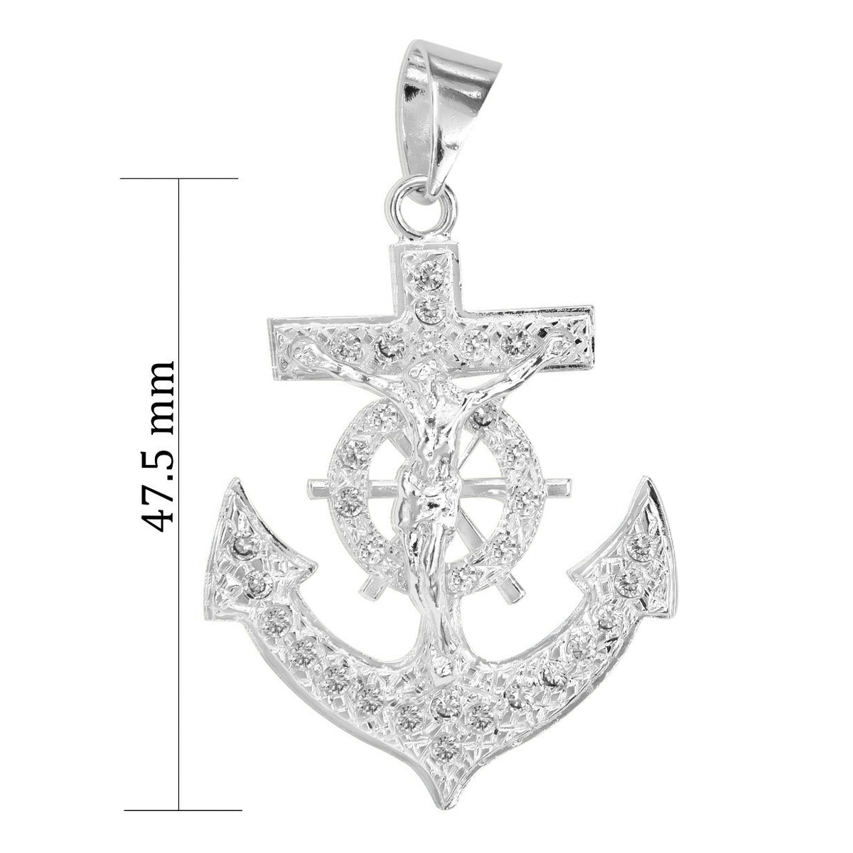 Dije De Cruz Con Forma De Ancla De Plata 925