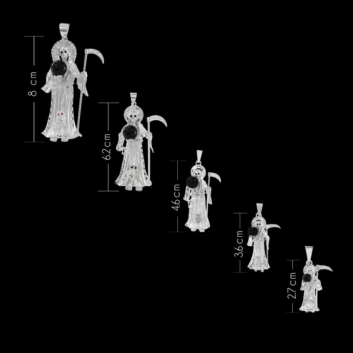 Dije De Santa Muerte De Plata 925 2.7cm