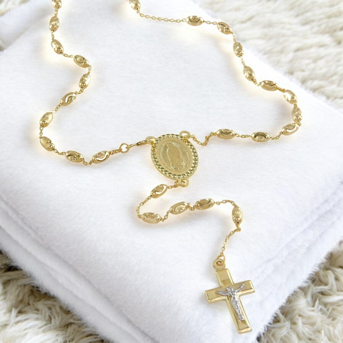 Rosario Italiano De Oro De 14k De 60 Cm