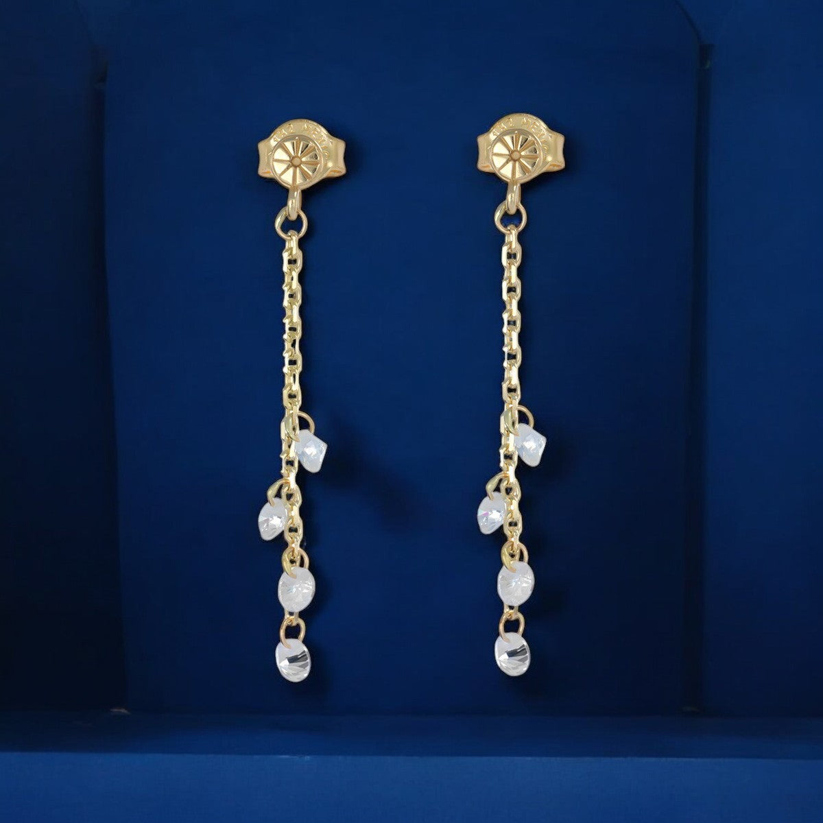 Aretes Para Mujer De Oro De 14k, 42 Mm Con Piedra Zirconia