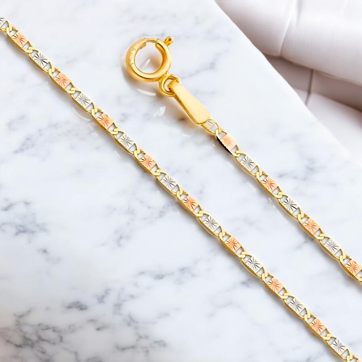 Pulsera Valentino De Oro Italiano 10k, Calibre 1.4mm, 18 Cm