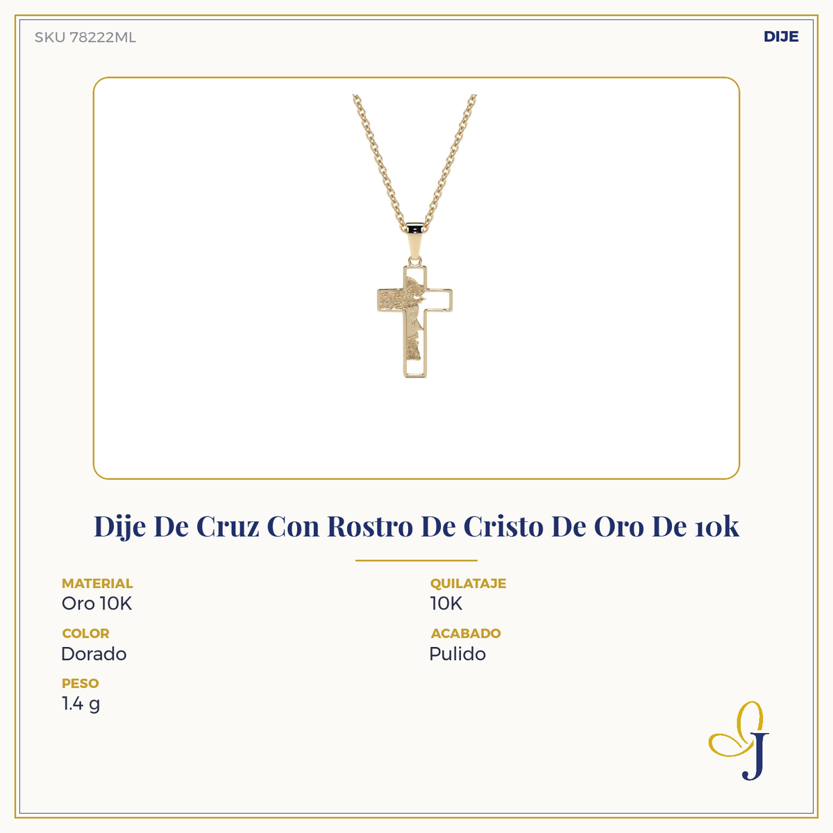 Dije De Cruz Con Rostro De Cristo De Oro De 10k