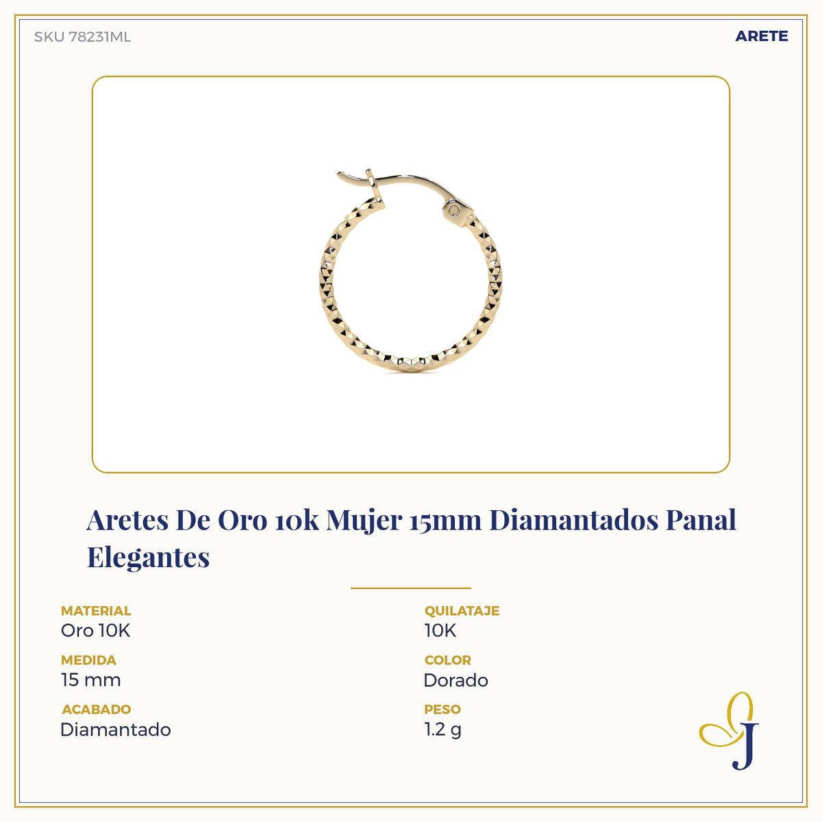 Arete Arracada Con Diamantado Estilo Panal De Oro 10k