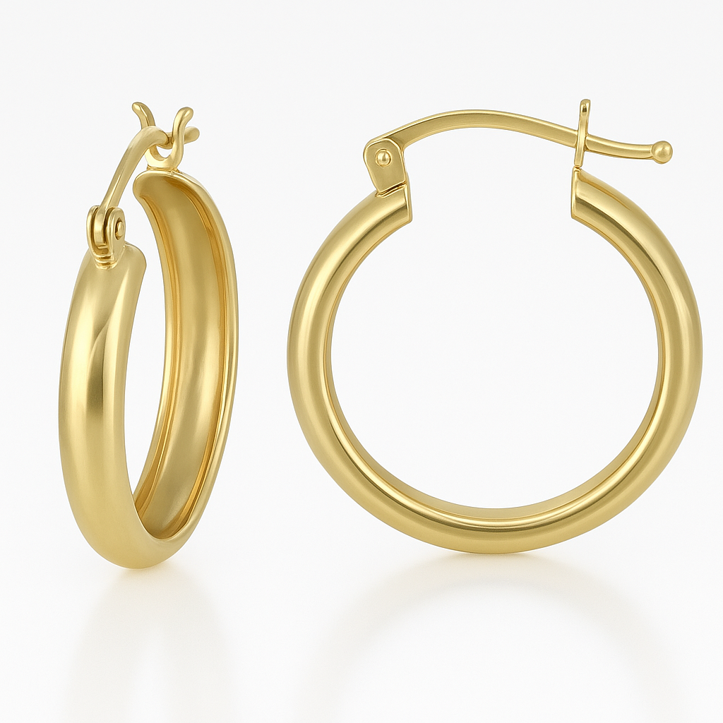 Arracada Bangle De Oro De 10k Lisa De 4mm de Ancho