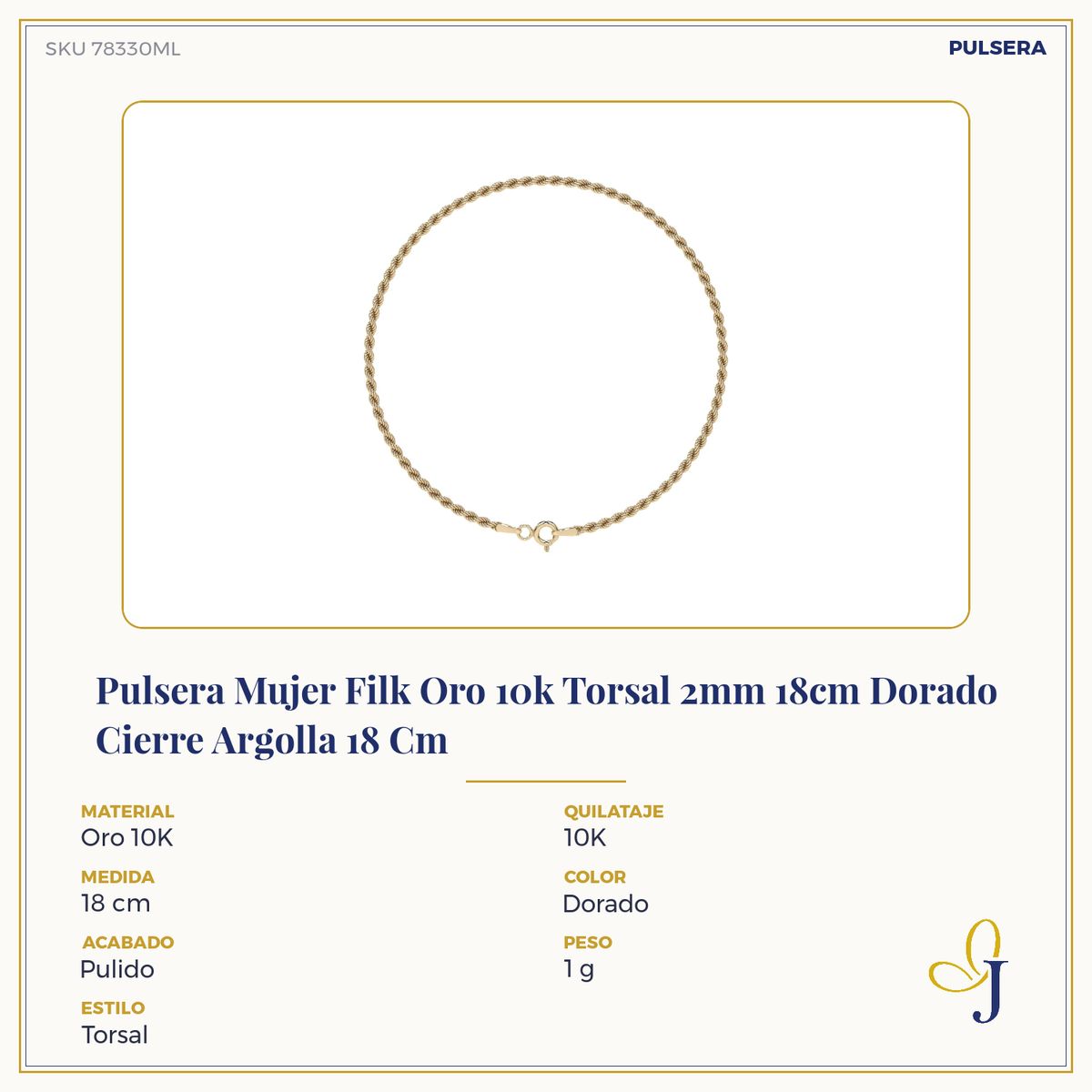 Pulsera de Oro 10K Mujer Estilo Torsal | Joyería Fina Italiana