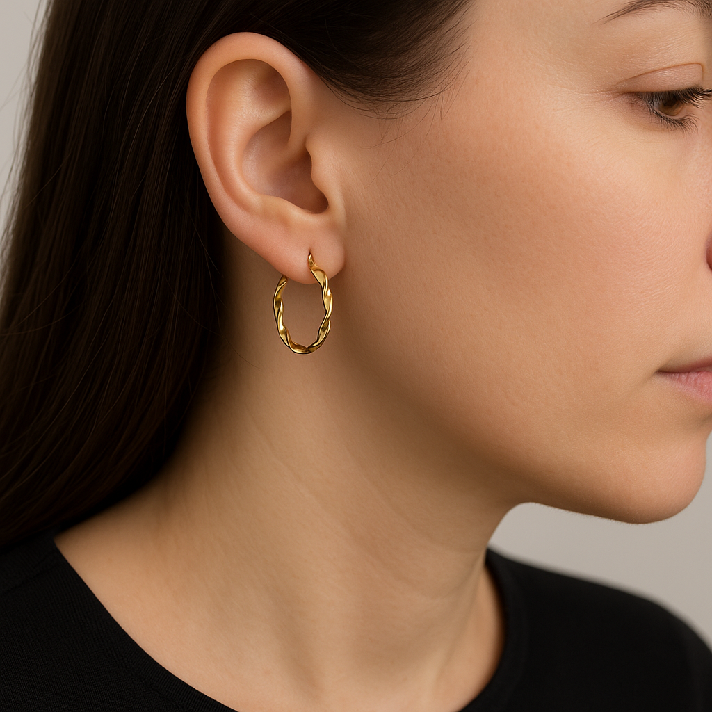 Arracada Diamantada Italiana De Oro De 10k De 15mm