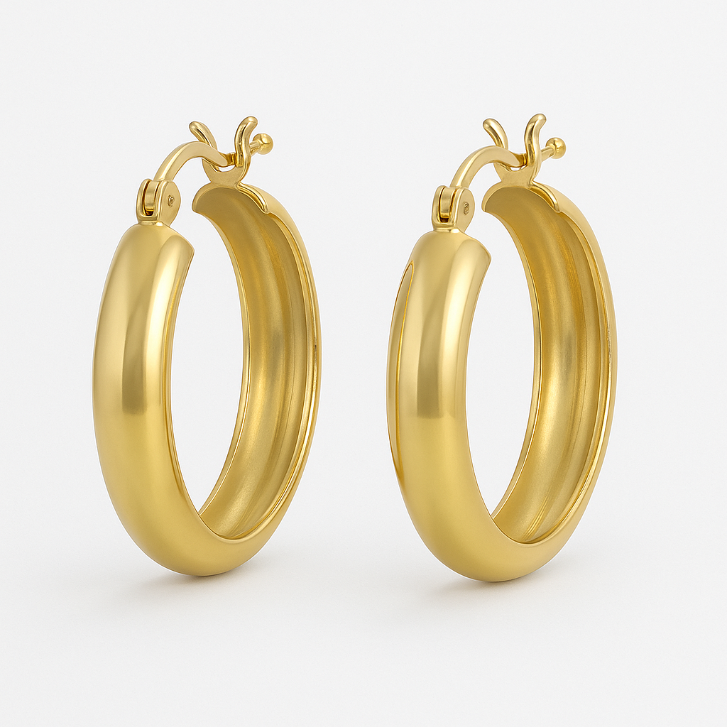 Arracada Bangle De Oro De 14k Lisa De 4mm de Ancho