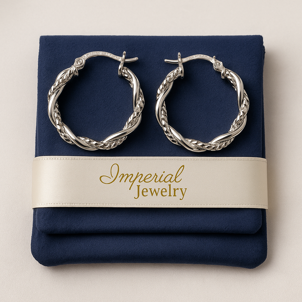 Arete Arracada Diamantada con tubos torcidos De Plata Ley 925 Para Mujer