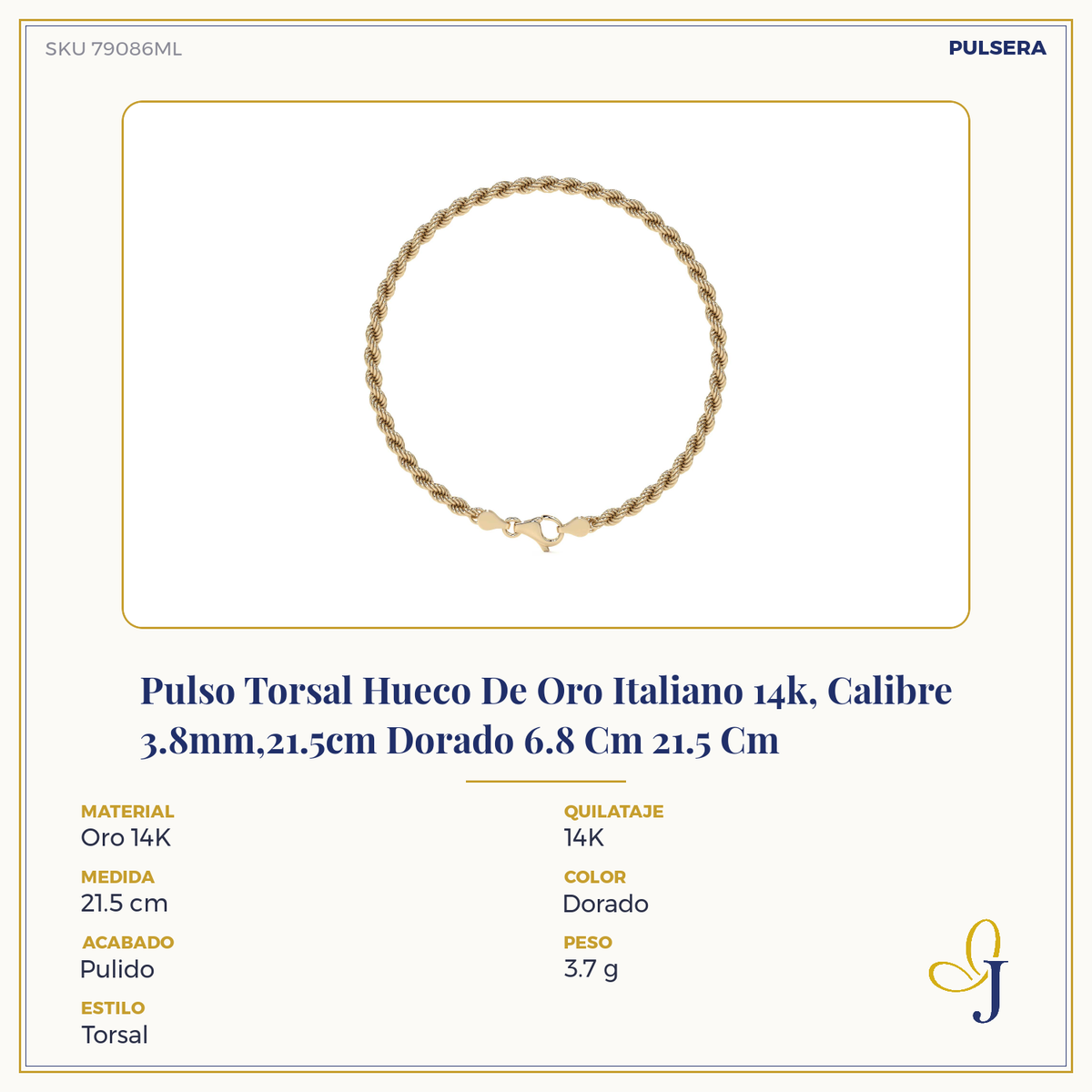 Pulsera De Oro Torsal Para Hombre Con Broche De Perico