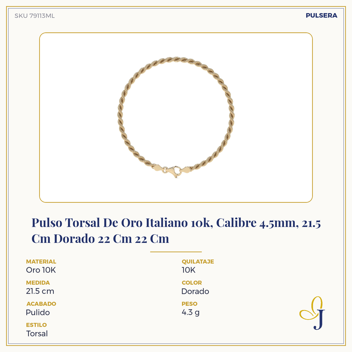 Pulsera de Oro 10K para Hombre Estilo Torsal Italiano | Brazalete Masculino Elegante