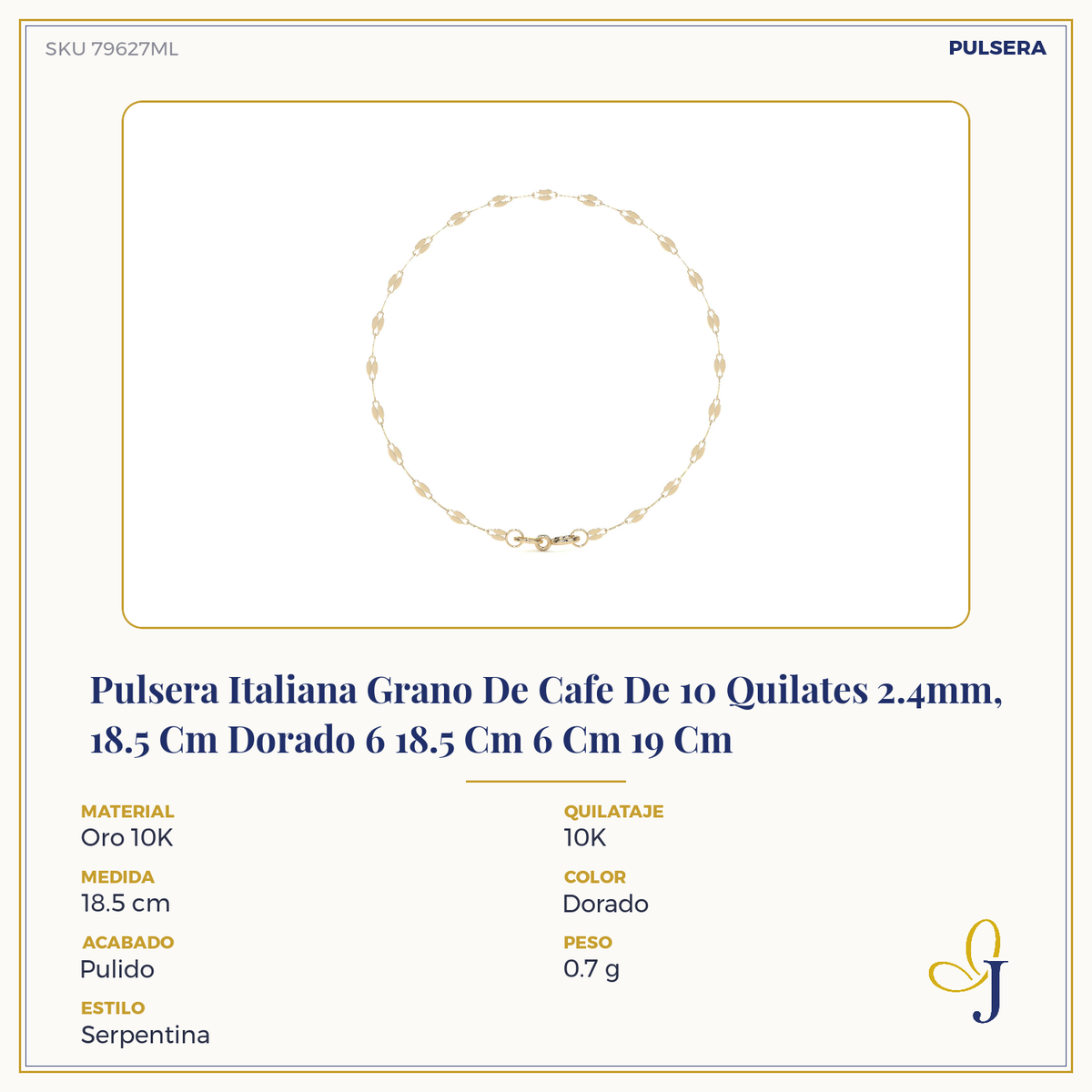 Esclava de Oro 10K Estilo Fígaro Serpentina Italiano | Pulsera Delicada de Joyería Fina