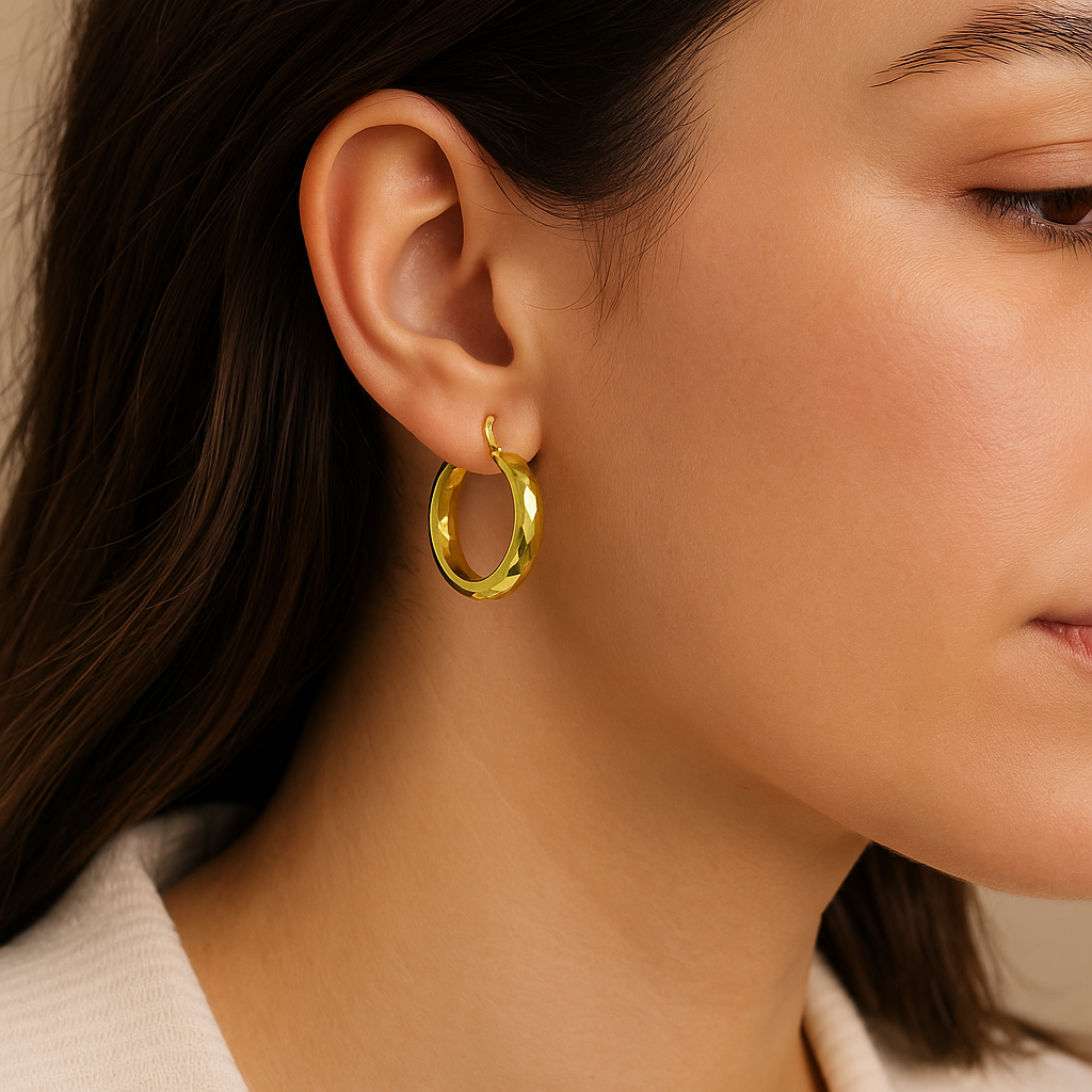 Arracada Bangle De Oro 10k Diamantado De Rombo