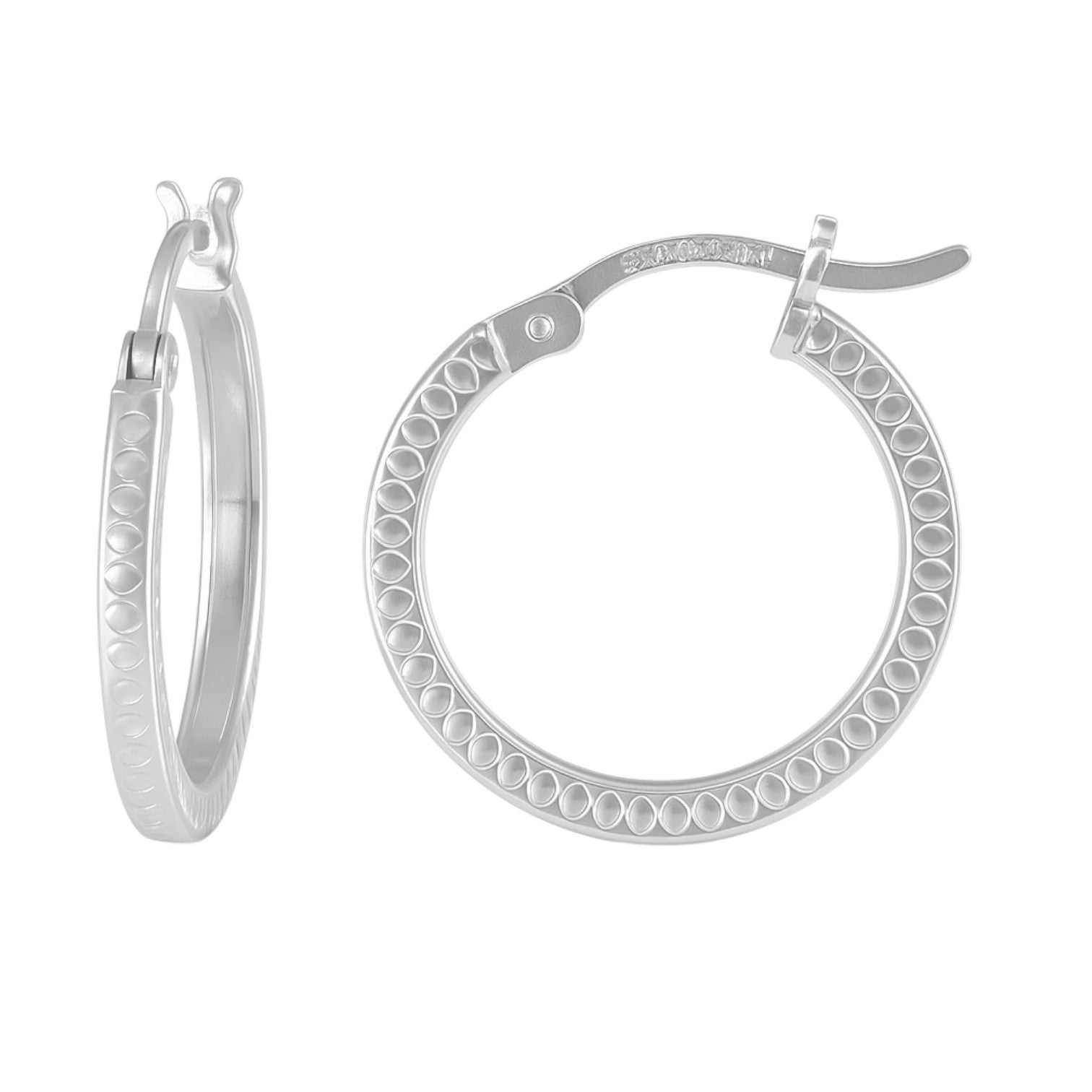 Arete De Tubo Cuadrado De Plata 925 Con Gravado De 12 Mm