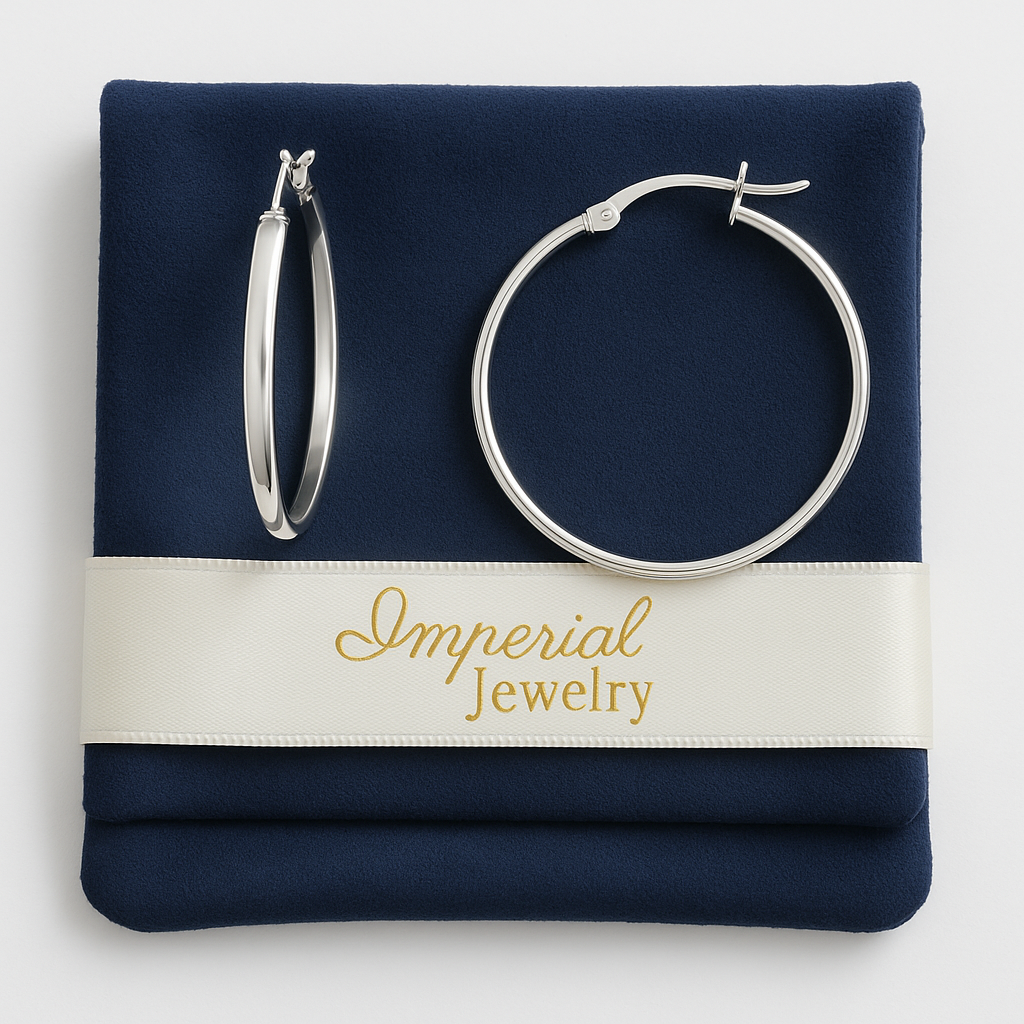 Arete Delgado De Plata 925 Liso De 30 Mm