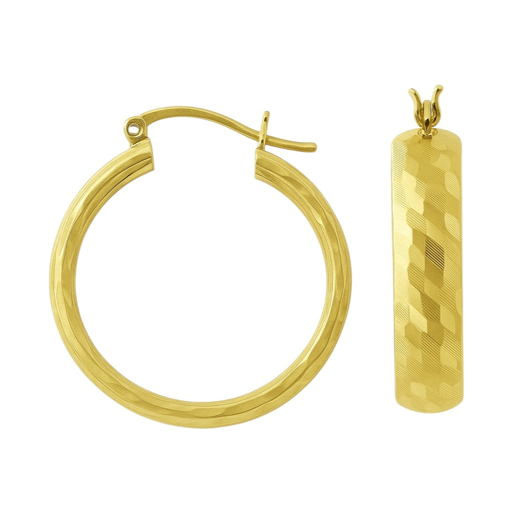 Arracada Bangle De Oro 10k Diamantado Diagonal