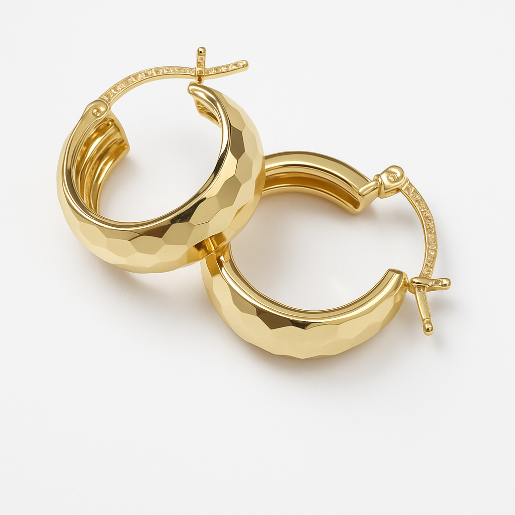 Arracada Oro 10k Bangle Diamantada De 12mm Rombo