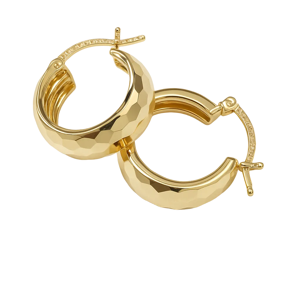 Arracada Oro 10k Bangle Diamantada De 12mm Rombo