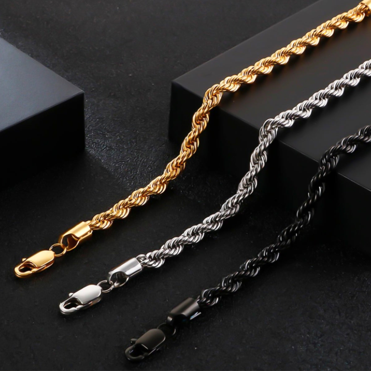 Cadena De Plata 925 Italiana Torsal Calibre 1.9mm en 4 colores