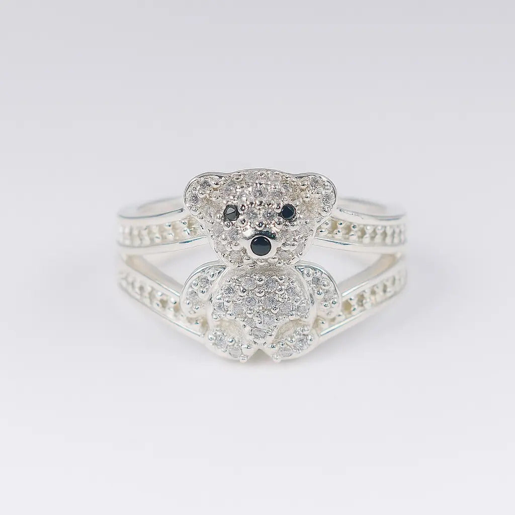 Anillo De Osito Con Zirconias Para Mujer De Plata 925