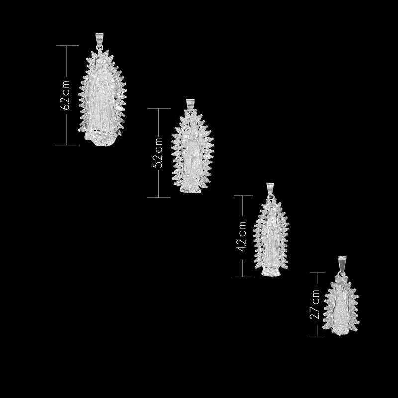 Dije De Virgen De Guadalupe De Plata 925 Con Zirconita 6.2cm
