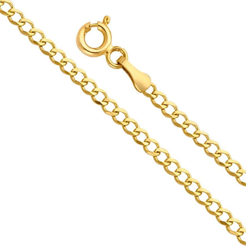 Cadena Italiana De 10k, Estilo Cubana, Calibre 2mm