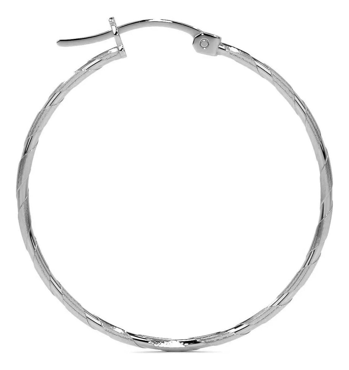 Arete Arracada Diamantada De Plata Ley 925 Para Mujer 25 Mm