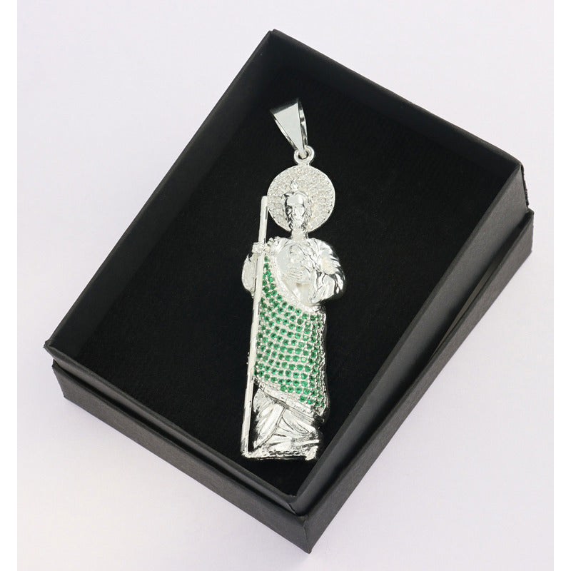 Dije De Virgen De Guadalupe De Plata 925 Con Zirconita 4.2cm