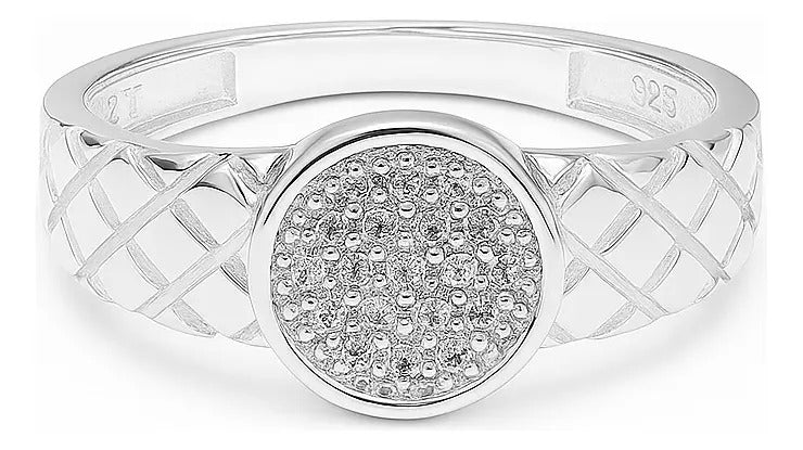 Anillo Con Circulo De Zirconias Para Hombre De Plata 925