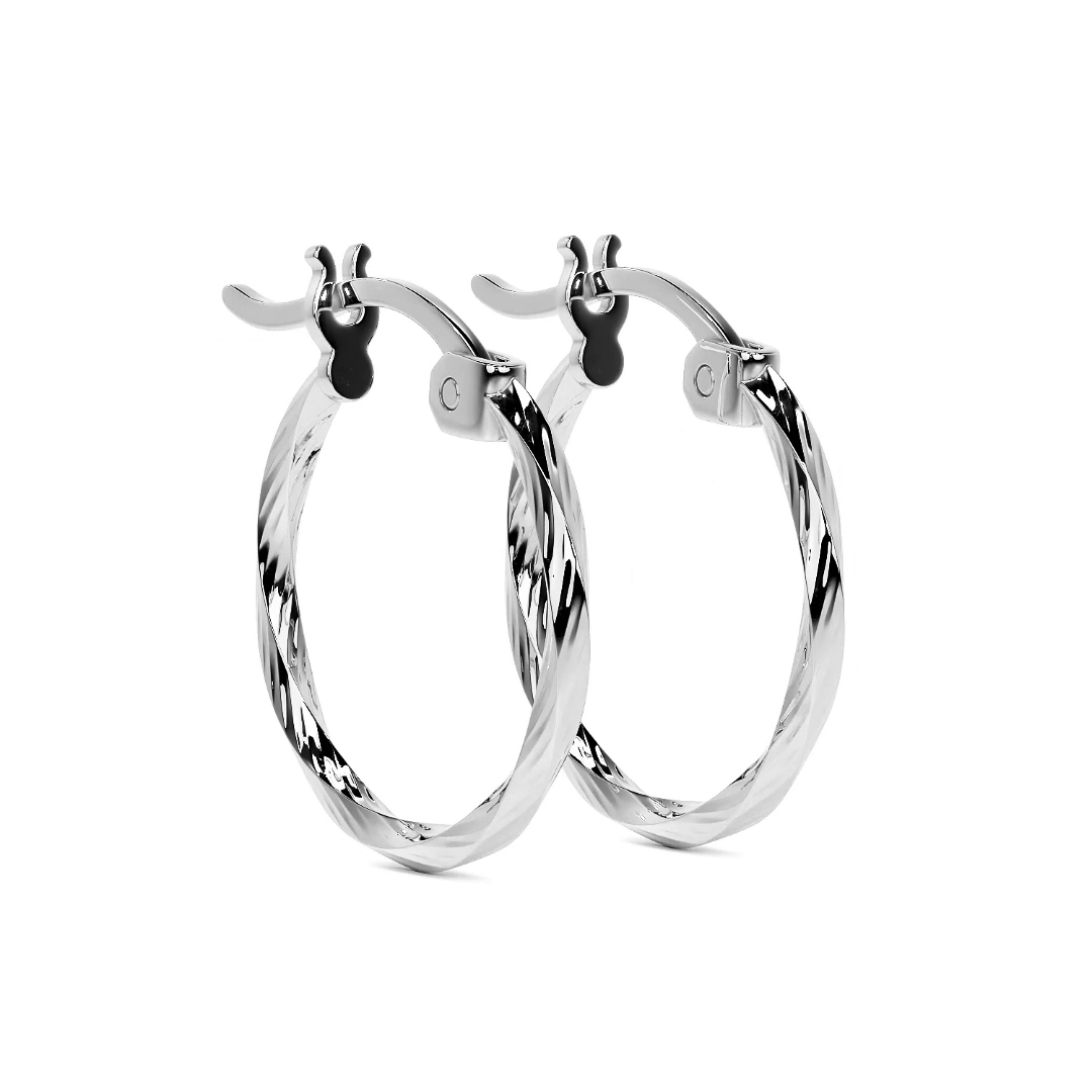 Arete De Plata 925 Extra ligero Para Mujer Con Diamantado Torsal