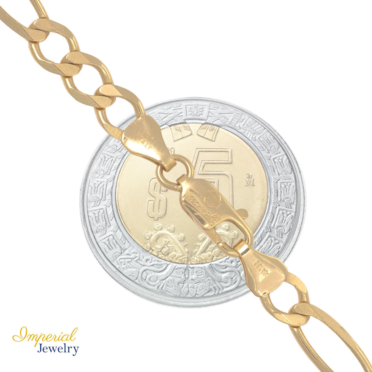 Pulsera Italiana Figaro Solida De 10 Quilates 5.3mm, 21.5 Cm