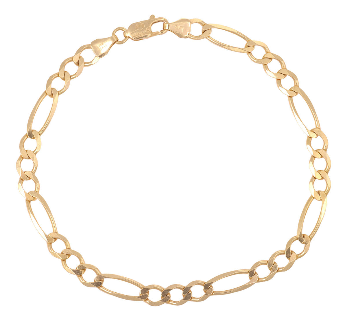 Pulsera Italiana Figaro Solida De 10 Quilates 5.3mm, 21.5 Cm