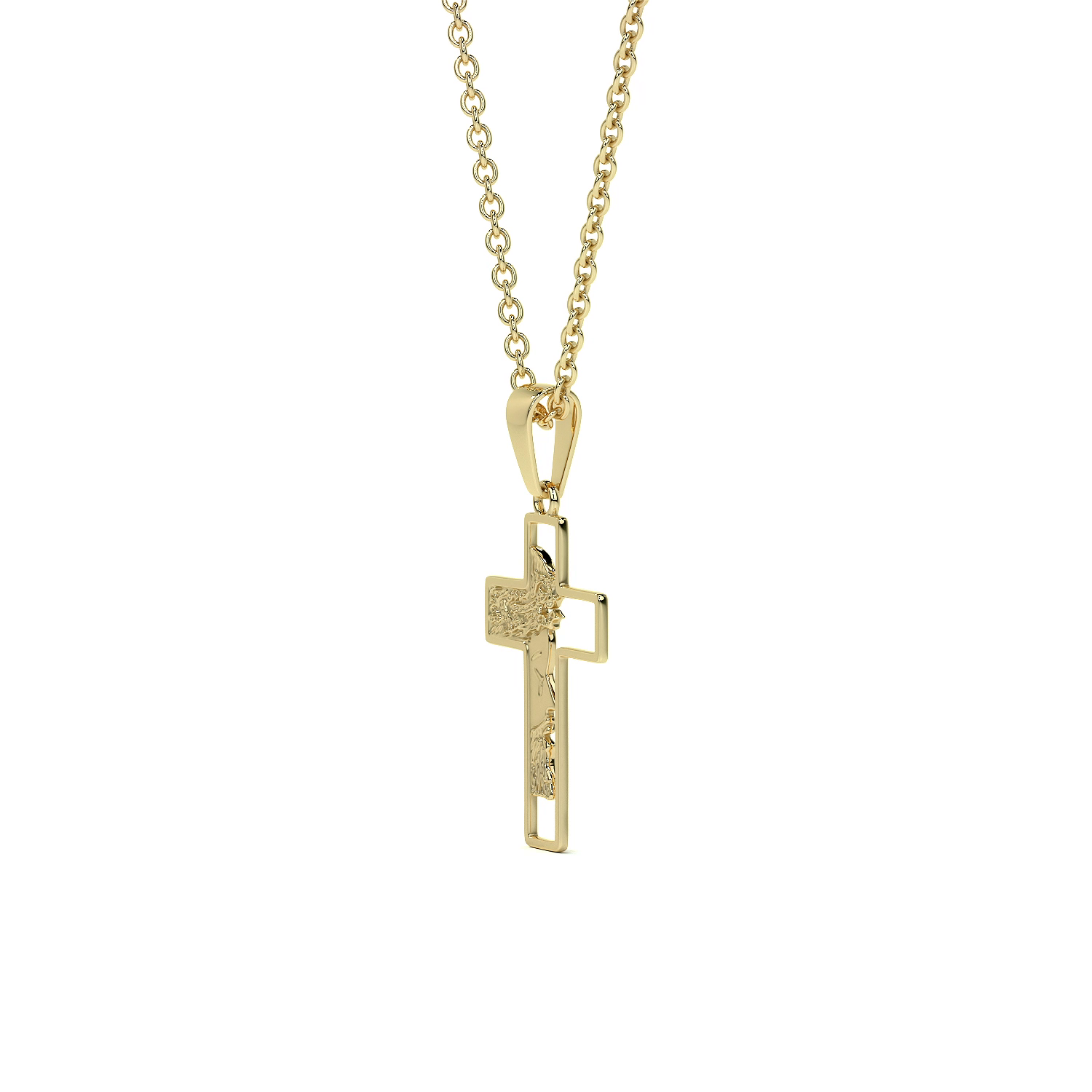 Collar de Cruz de Oro 10K con Rostro de Cristo