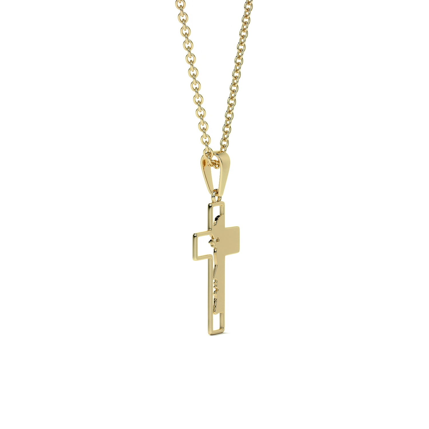 Dije de Cruz de Oro 10K con Rostro de Cristo – Elegancia y Fe para Hombre