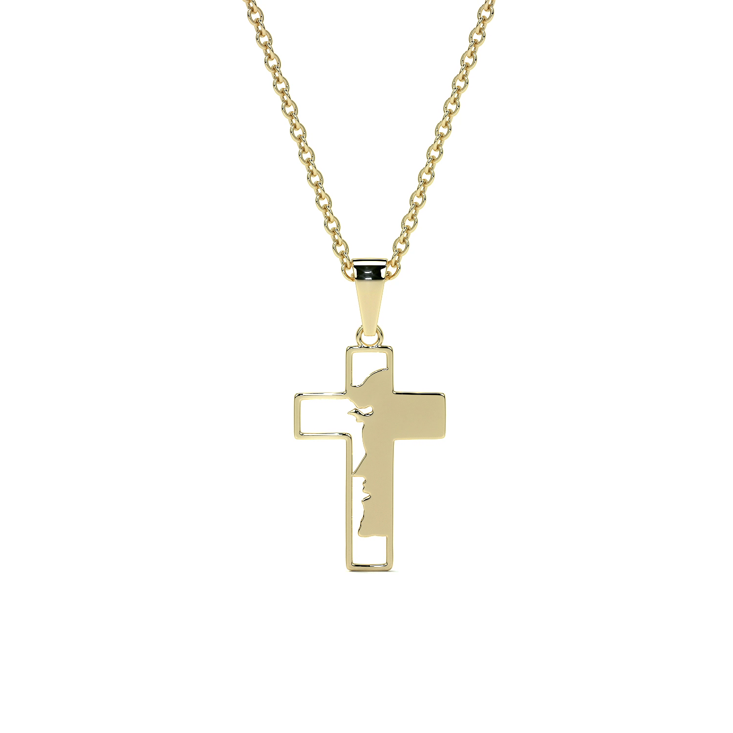 Collar de Cruz de Oro 10K con Rostro de Cristo