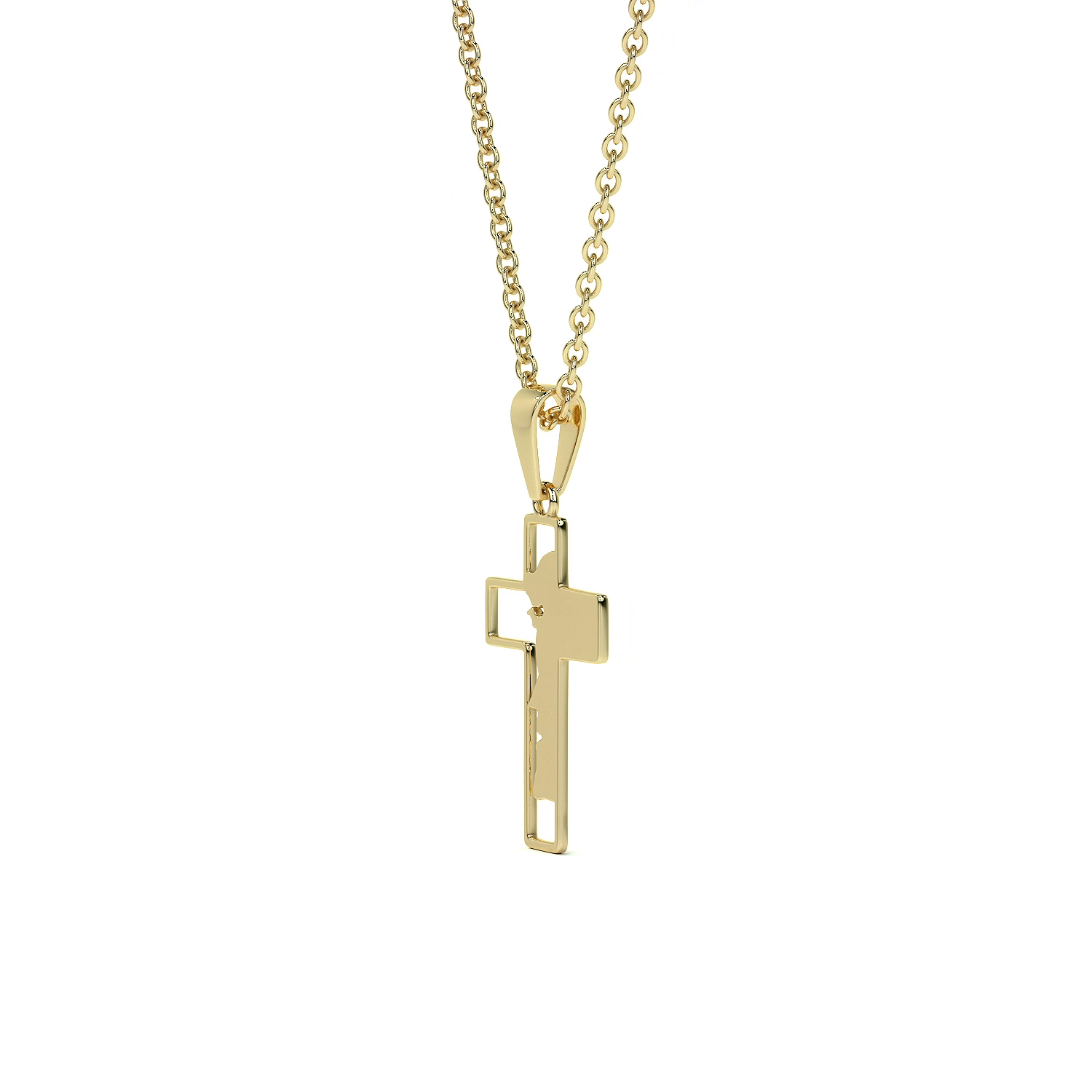 Collar de Cruz de Oro 10K con Rostro de Cristo