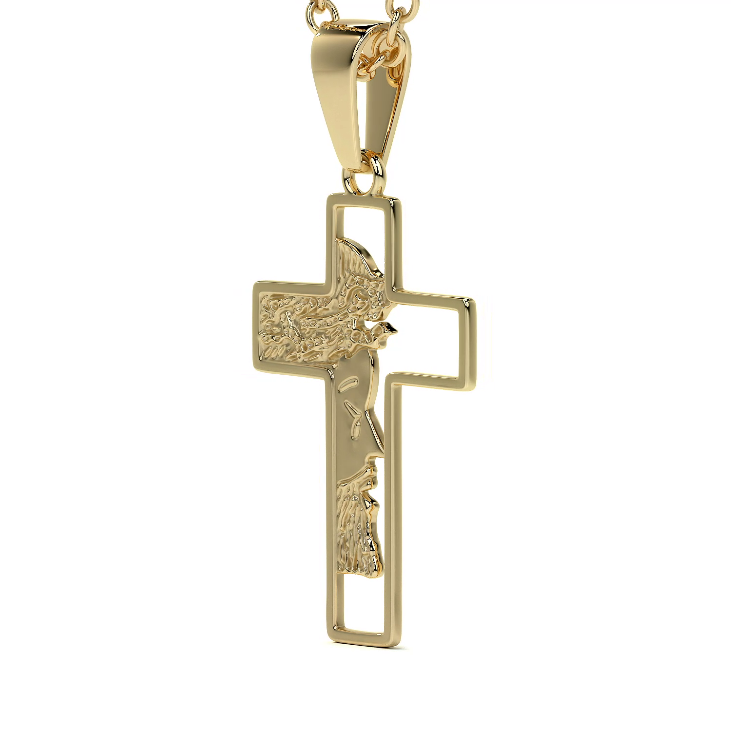 Collar de Cruz de Oro 10K con Rostro de Cristo