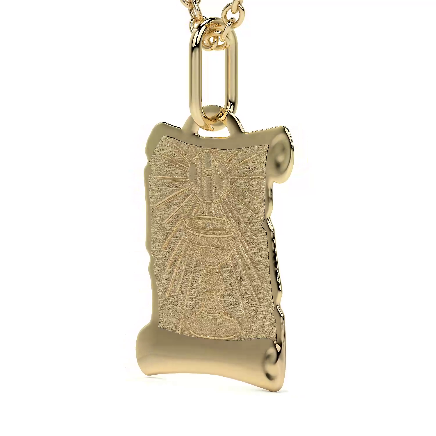 Dije de Oro 14K Medalla Religiosa Sagrado Caliz | Dije Oro Italiano 12mm | Joyería Fina