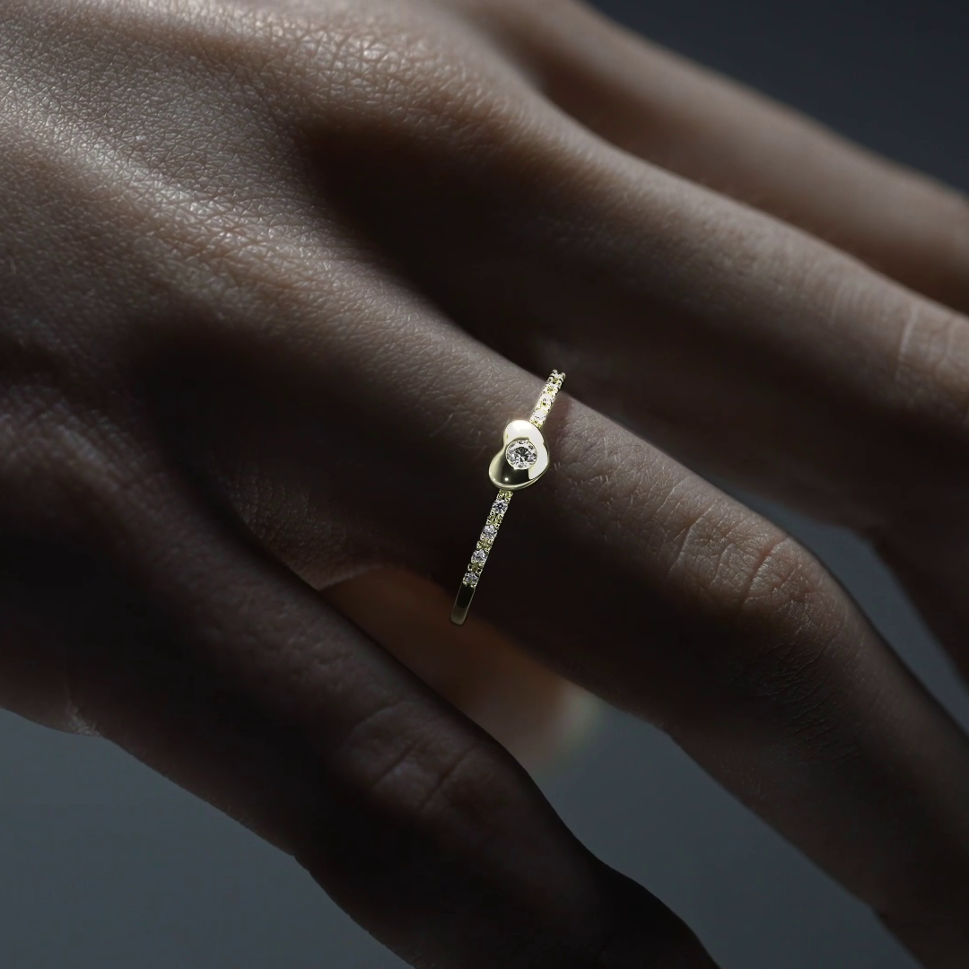 Anillo Con Diamantes De Oro De 14k De Corazón Para Mujer