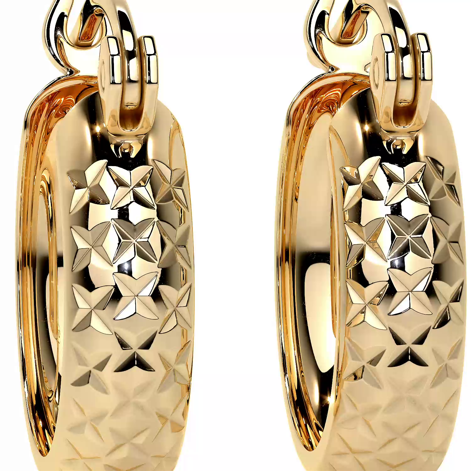 Arracada Diamantada Bangle De Oro 10k Estilo Panal, 4mm de Ancho