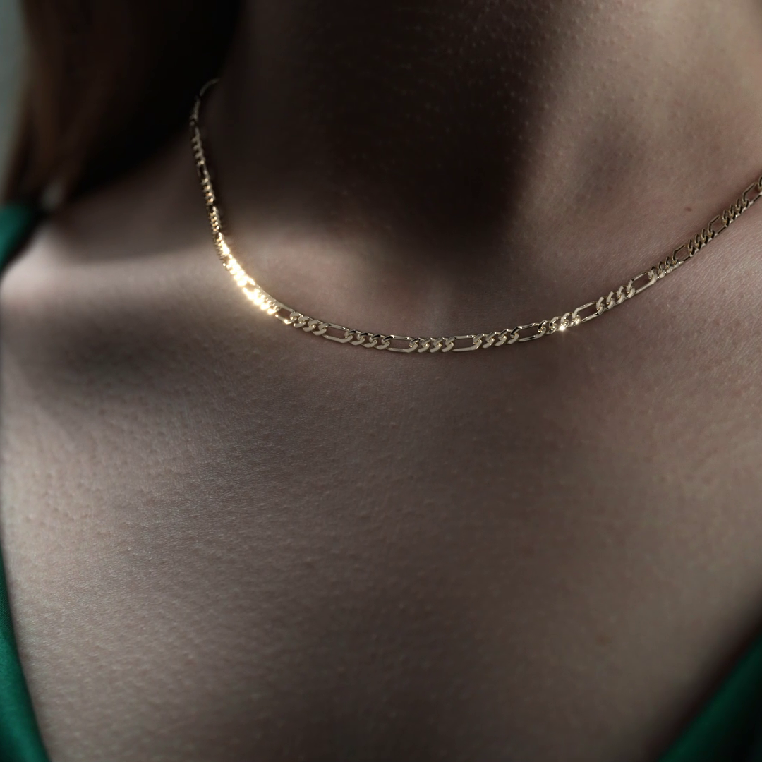 Cadena De Oro Hombre Italiana Figaro 14k Calibre 2.6 Mm