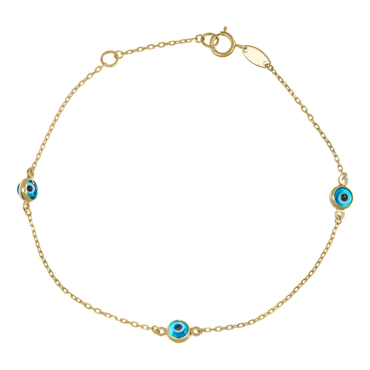 Pulsera Turca De Ojitos De 10 Quilates 0.6mm, 18 Cm