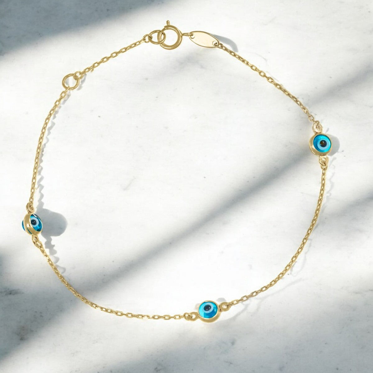 Pulsera Turca De Ojitos De 10 Quilates 0.6mm, 18 Cm