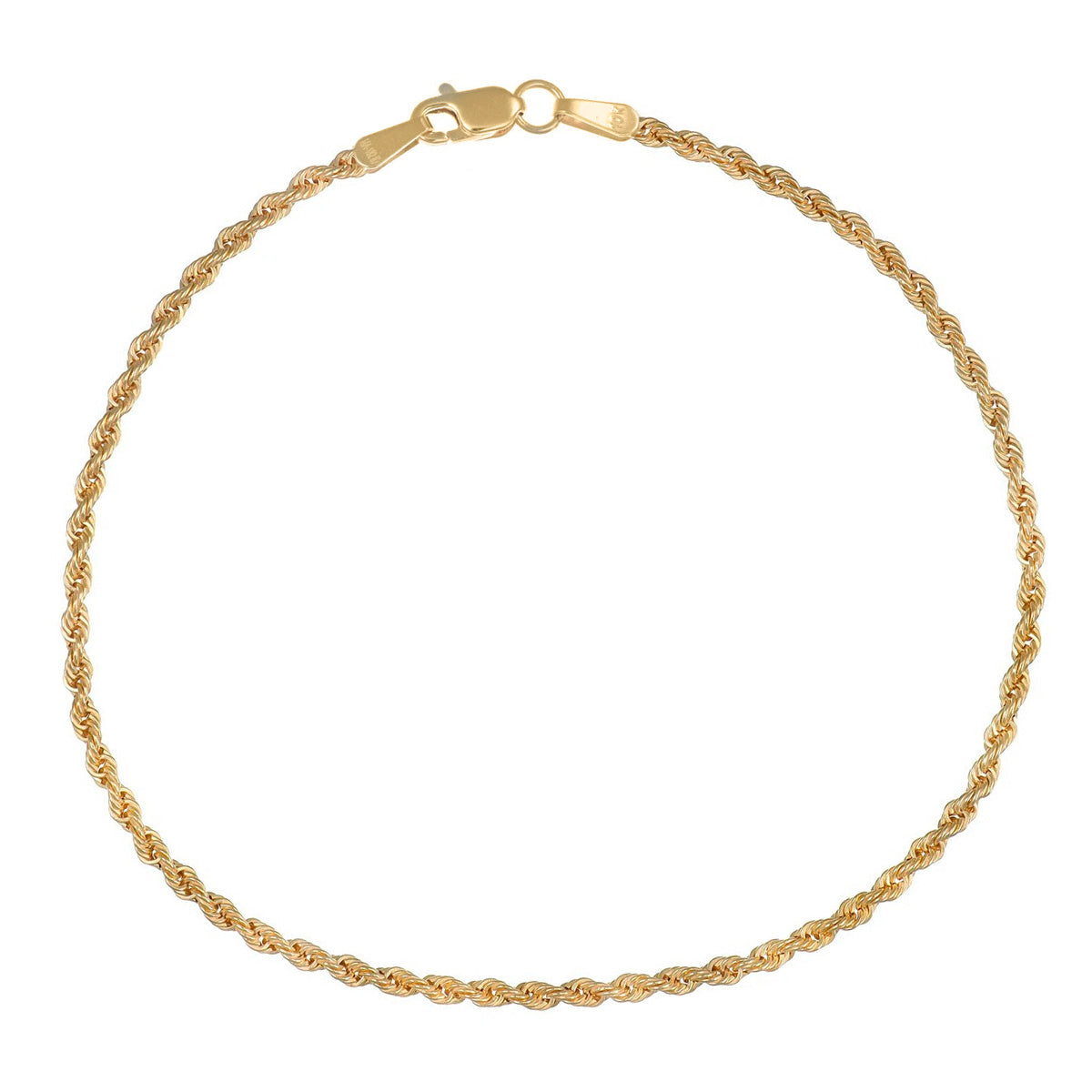 Pulso Torsal Hueco Oro Italiano 10k, Calibre 1.9mm, 18.5cm