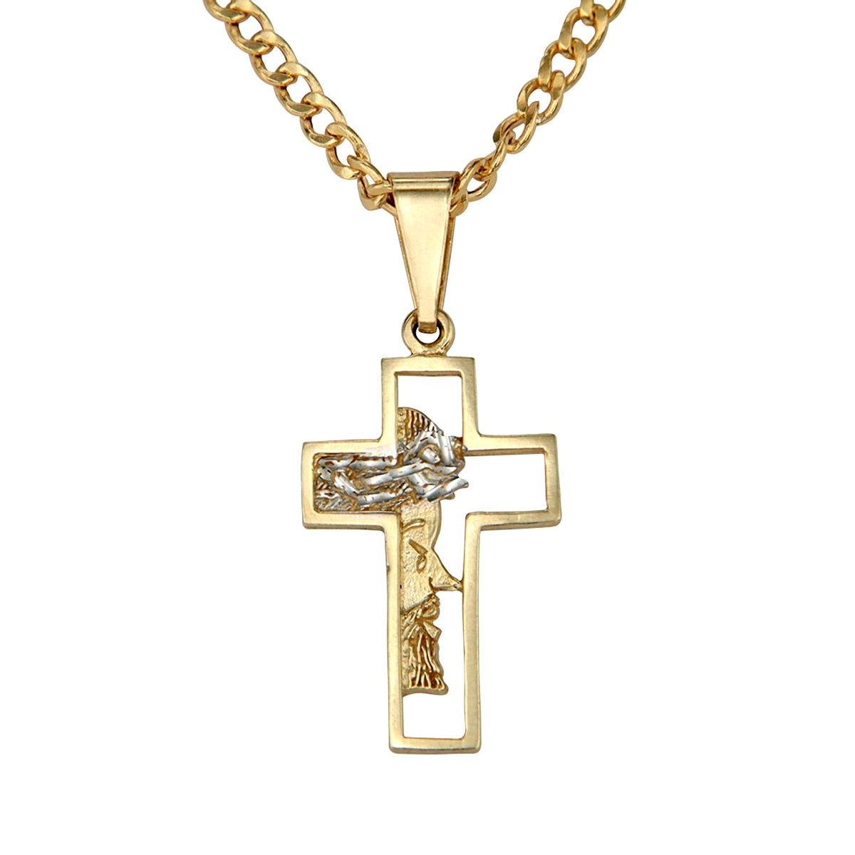 Collar De Cruz Con Rostro De Cristo De Oro De 10k