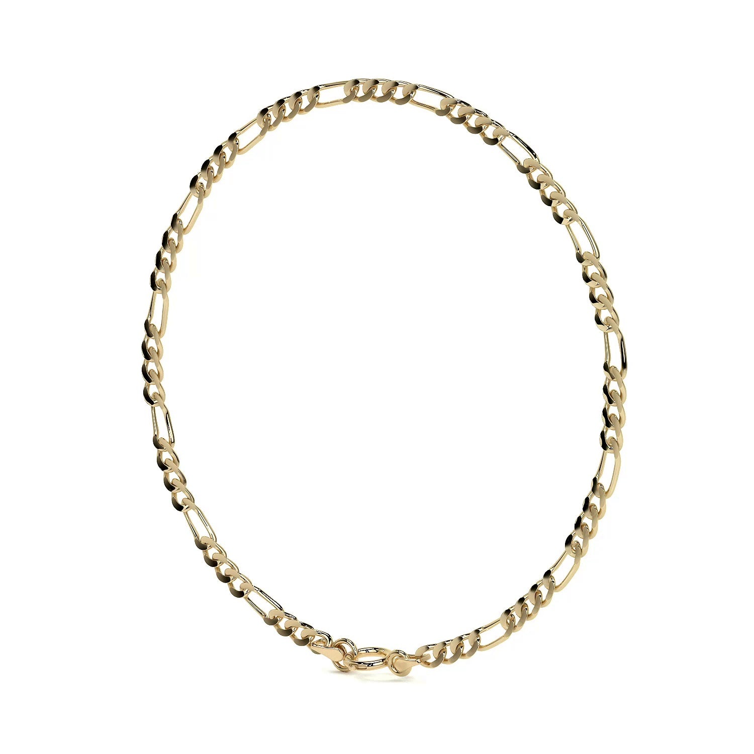 Pulsera De Oro 14k Figaro Solida De 18.5 Cm Calibre 2mm