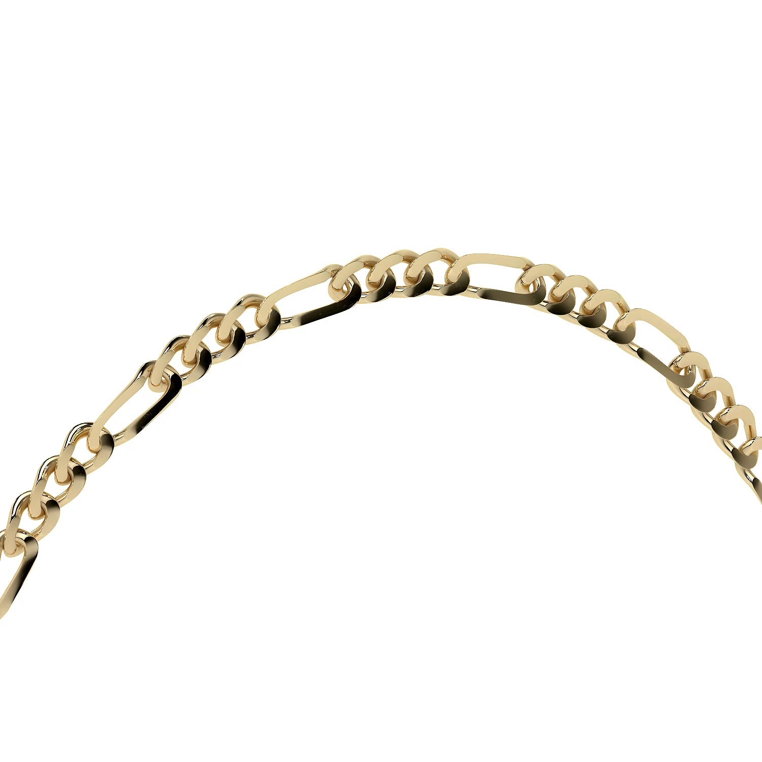 Pulsera De Oro 14k Figaro Solida De 18.5 Cm Calibre 2mm
