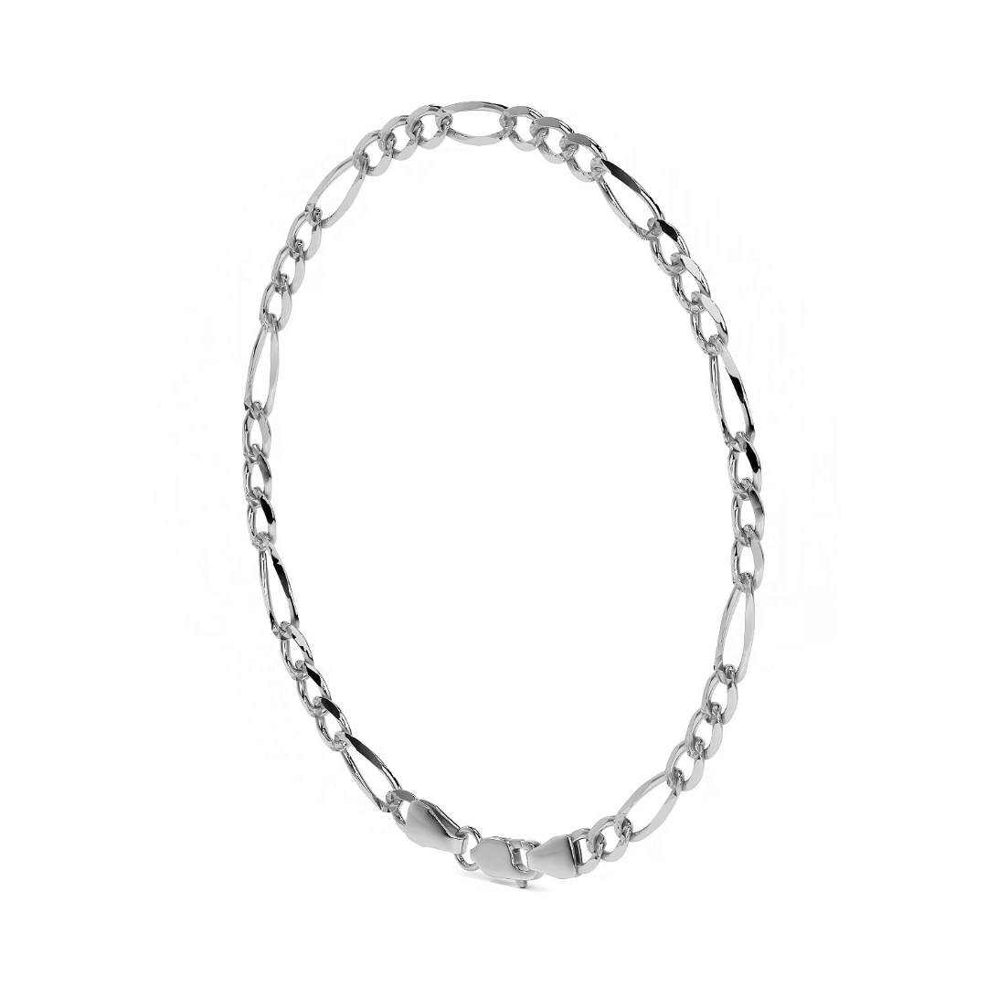 Pulsera De Plata 925 Figaro 3x1 de 21 Cm Calibre 2.5 Mm