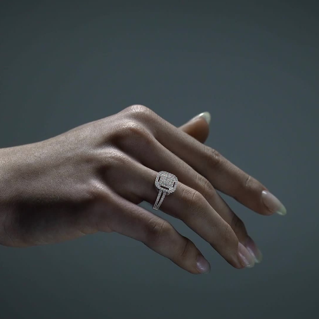 Anillo De Compromiso Promesa De Plata Con Moissanita